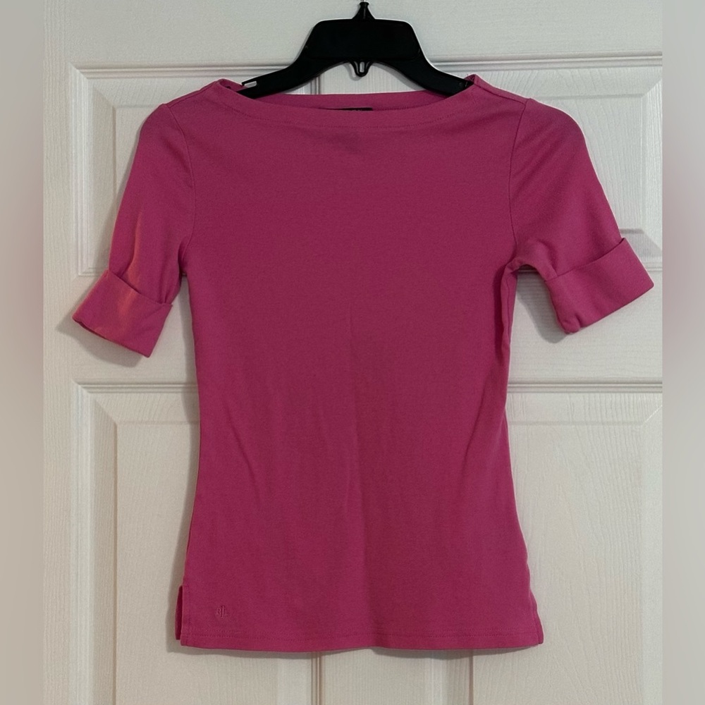 Lauren Ralph Lauren Women's Pink Short Sleeve Shirt - Size X